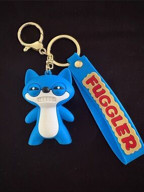 Blue Fuggler Character Bag Charm Keychain with Strap